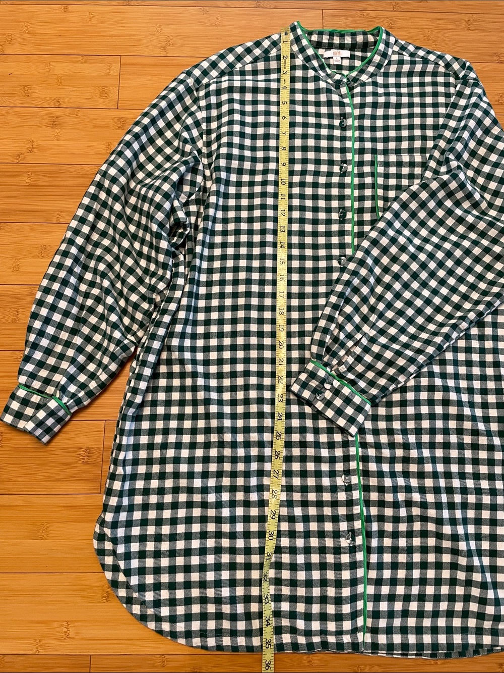 Lunya Brushed Flannel Button Up Shirt Dress Large Verdant Check Green Long Sleev - Picture 11 of 11